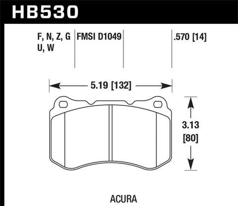 Hawk 07-08 Acura TL Type S DTC-60 Race Front Brake Pads