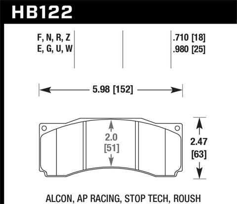 Hawk Stoptech ST-60 Caliper DTC-70 Race Brake Pads