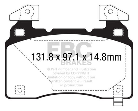 EBC 14+ Cadillac CTS Vsport 3.6 Twin Turbo Redstuff Front Brake Pads