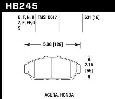 Hawk 94-01 Acura Integra (excl Type R)  Blue 9012 Race Front Brake Pads