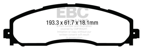 EBC 13+ Ford F250 (inc Super Duty) 6.2 (2WD) Yellowstuff Rear Brake Pads