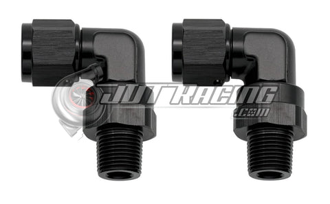 -4AN AN4 Female Swivel to 1/8" NPT Male 90 Degree Adapter Fitting Black (2 Pack)