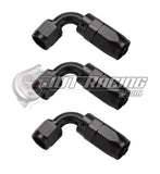 -4AN AN4 90 Degree Swivel Hose End Fitting Black for CPE Braided Hose (3 Pack)