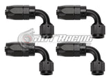 -4AN AN4 90 Degree Swivel Hose End Fitting Black for CPE Braided Hose (4 Pack)