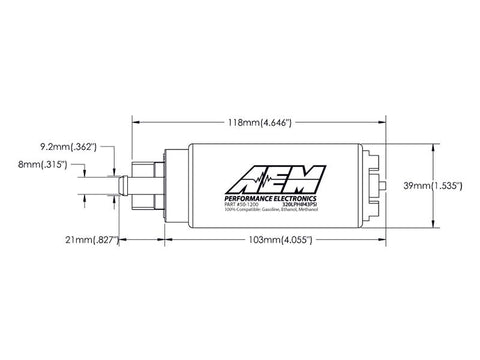 AEM 50-1200 Gas E85 340LPH Fuel Pump & Install Kit for Nissan Maxima 2000-2003
