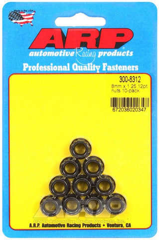 ARP M8 x 1.25 12pt Nut Kit (10/pkg) #300-8312