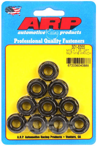 ARP M10 x 1.25 (5) 12-Point Nut Kit (Pack of 10) #301-8355
