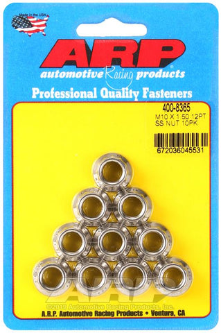 ARP M10 x 1.50 (M12 WR) SS 12pt Nut Kit (Set of 10) #400-8365