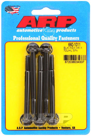 ARP M6 x 1.00 x 70 Black Oxide Hex Bolts (5/pkg) #660-1011