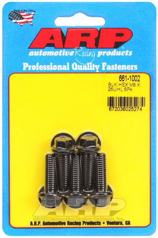 ARP M8 x 1.25 x 25 Black Oxide Hex Bolts (5/pkg) #661-1002