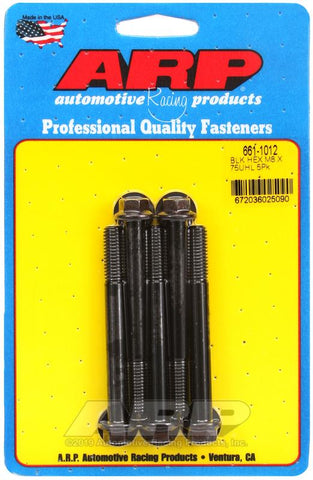 ARP M8 x 1.25 x 75 Hex Black Oxide Bolts (5/pkg) #661-1012