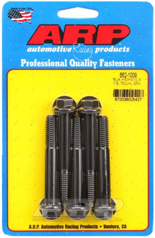 ARP M10 x 1.50 x 70 Hex Black Oxide Bolts (5/pkg) #662-1009