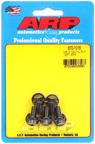 ARP M6 x 1.00 x 12 12pt Black Oxide Bolts (5/pkg) #670-1016