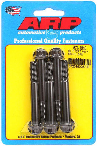 ARP M8 x 1.25 x 65 12pt Black Oxide Bolts (5/pkg) #671-1010