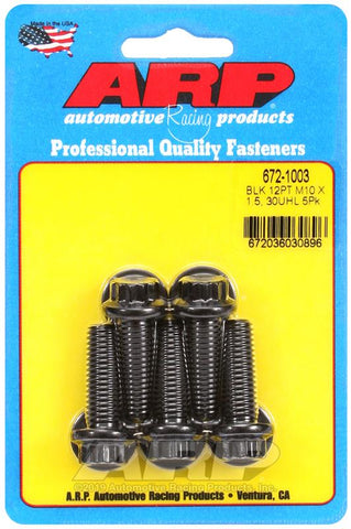 ARP M10 x 1.50 x 30 12pt Black Oxide Bolts (5/pkg) #672-1003