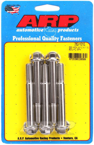 ARP M10 x 1.5 x 80 Hex SS Bolts (5/pkg) #762-1010