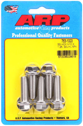 ARP M10 x 1.25 x 30 SS Hex Bolts (5/pkg) #763-1003