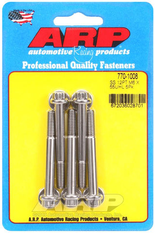 ARP M6 x 1.00 x 55 12pt Stainless Steel Bolts - 5pk #770-1008