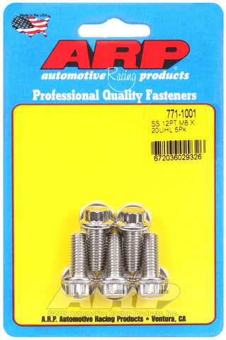 ARP M8 x 1.25 x 20 12pt SS Bolts (5/pkg) #771-1001