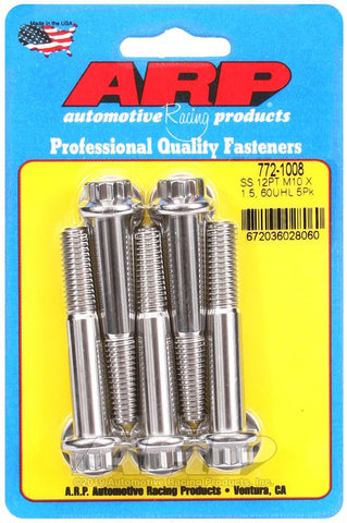 ARP M10 x 1.50 x 60 12pt SS Bolts (5/pkg) #772-1008