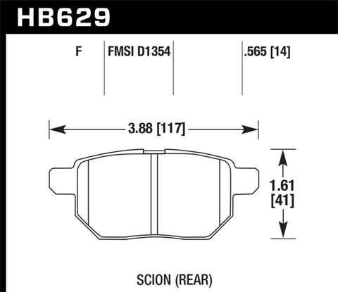 Hawk 08-11 Scion xB / 09-10 Toyota Corolla / 09-10 Matrix / 10 Prius  HPS Street Rear Brake Pads