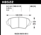 Hawk 06-10 Mazda Miata Mx-5 Base Blue 9012 Race Front Brake Pads