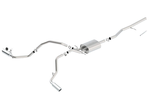 Borla Touring Cat-Back 14 Silv/Sierra 1500 Crewcb Stnd Bed WB-153.0in Single Split Side Exit Exhaust