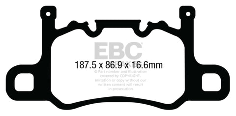 EBC 13-15 Porsche 911 (991) (Cast Iron Rotor only) 3.8 GT3 Yellowstuff Rear Brake Pads