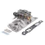 Edelbrock Manifold And Carb Kit Performer Eps Small Block Chevrolet 1957-1986 Natural Finish