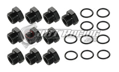 JDT Racing 3AN ORB Hex Head Block Off Port Plug with O-Ring, Black Aluminum AN3 AN Fitting (10 Pack)
