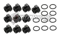 JDT Racing 6AN ORB Hex Head Block Off Port Plug with O-Ring, Black Aluminum AN6 AN Fitting (10 Pack)