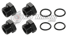 JDT Racing 8AN ORB Hex Head Block Off Port Plug with O-Ring, Black Aluminum AN8 AN Fitting (4 Pack)