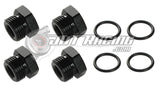 JDT Racing 3AN ORB Hex Head Block Off Port Plug with O-Ring, Black Aluminum AN3 AN Fitting (4 Pack)