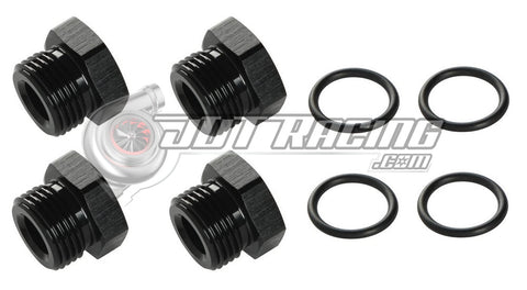 JDT Racing 3AN ORB Hex Head Block Off Port Plug with O-Ring, Black Aluminum AN3 AN Fitting (4 Pack)