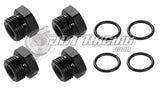 JDT Racing 6AN ORB Hex Head Block Off Port Plug with O-Ring, Black Aluminum AN6 AN Fitting (4 Pack)