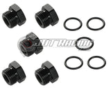 JDT Racing 8AN ORB Hex Head Block Off Port Plug with O-Ring, Black Aluminum AN8 AN Fitting (5 Pack)