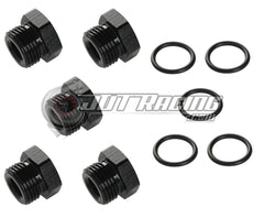 JDT Racing 10AN ORB Hex Head Block Off Port Plug with O-Ring, Black Aluminum AN 10 Fitting (5 Pack)