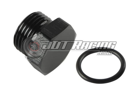 JDT Racing 4AN ORB Hex Head Block Off Port Plug with O-Ring, Black Aluminum AN4 AN Fitting