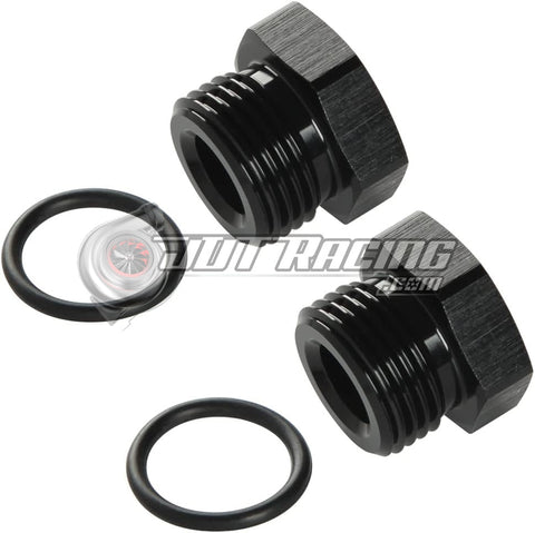 JDT Racing 6AN ORB Hex Head Block Off Port Plug with O-Ring, Black Aluminum AN6 AN Fitting (2 Pack)