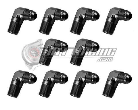AN4 4AN Male to 1/8" NPT Male 90 Degree Adapter Fitting Black Aluminum (10 Pack)