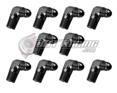 AN4 4AN Male to 1/8" NPT Male 90 Degree Adapter Fitting Black Aluminum (10 Pack)