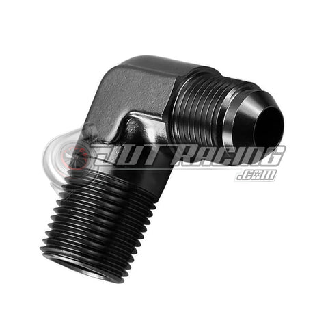 AN3 3AN Male to 1/8" NPT Male 90 Degree Adapter Fitting Black Aluminum (5 Pack)