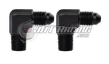 AN4 4AN Male to 1/8" NPT Male 90 Degree Adapter Fitting Black Aluminum (2 Pack)
