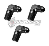 AN4 4AN Male to 1/8" NPT Male 90 Degree Adapter Fitting Black Aluminum (3 Pack)