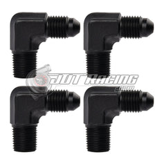 AN4 4AN Male to 1/8" NPT Male 90 Degree Adapter Fitting Black Aluminum (4 Pack)