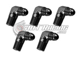 AN4 4AN Male to 1/8" NPT Male 90 Degree Adapter Fitting Black Aluminum (5 Pack)
