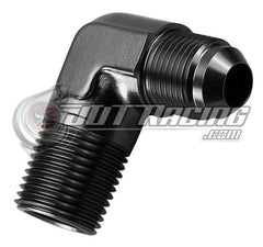 AN4 4AN Male Flare to 1/8" NPT Male 90 Degree Adapter Fitting Black Aluminum