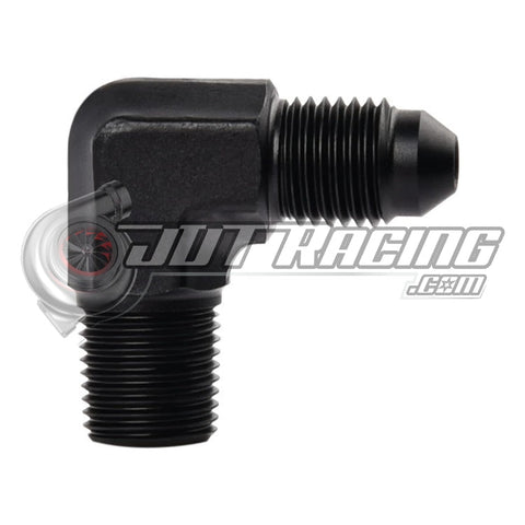 AN4 4AN Male Flare to 1/8" NPT Male 90 Degree Adapter Fitting Black Aluminum