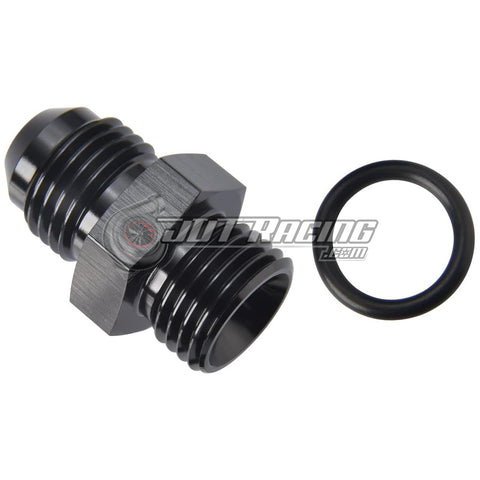 JDT Racing 6AN to -6 ORB O-Ring Boss AN6 6AN Male Adapter Fitting Black Aluminum (2 Pack)