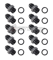 JDT Racing 6AN to -6 ORB O-Ring Boss AN6 6AN Male Adapter Fitting Black Aluminum (10 Pack)